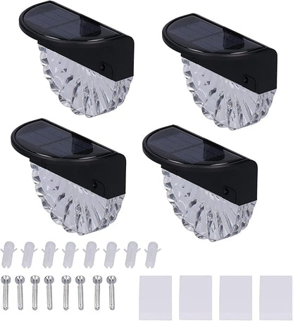 Solar Deck Lights, Polycrystalline Silicon Solar Fence Lights with 2 Lighting Modes for Outdoor Path Garden Balcony Garage Wall