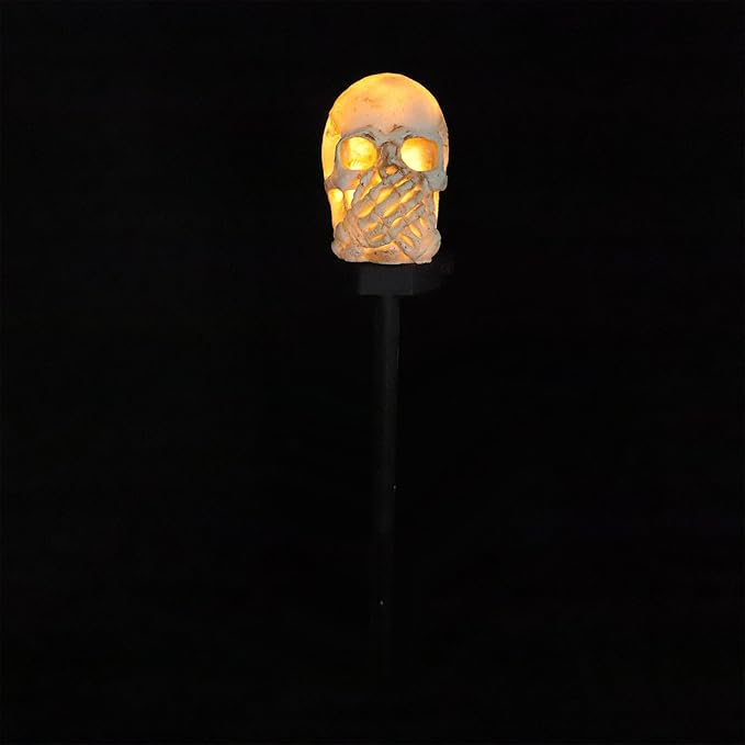Halloween Solar Skull Garden Stake Light Outdoor Solar Pathway Lamp Decorative Yard Landscape Lighting for Halloween Outdoor Décor