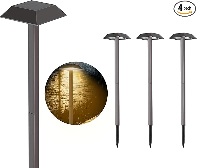 Bobcat Solar Landscape Pathway Lights Super Bright with 2-in-1 Warm White and Daylight Modes, Solar Lights Outdoor Waterproof for Outdoor Path, Sidewalk, Driveway, Yard or Walk Way (4 Pack)