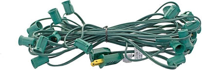 EST. LEE DISPLAY L D 1902 Outdoor Patio String Light Cords with Male & Female Plugs Green & White Wire 12in Spacing Sockets, 25FT Length (Green, C7 - E12)