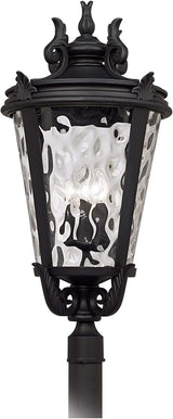 John Timberland Marseille Vintage Outdoor Post Light Fixture Textured Black Scroll 33 1/2" Clear Hammered Glass for | Lumora