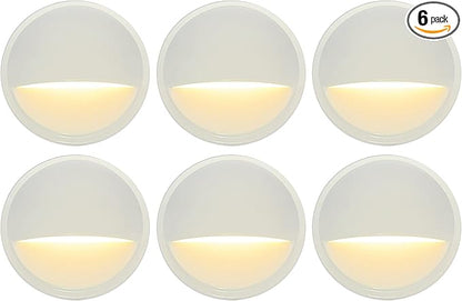 GKOLED Landscape Deck Light, Low Voltage 12V AC/DC Outdoor Patio Lighting, LED 2W Step Light, Die-Casting Aluminium with White Powder Appearance, 6 Pack