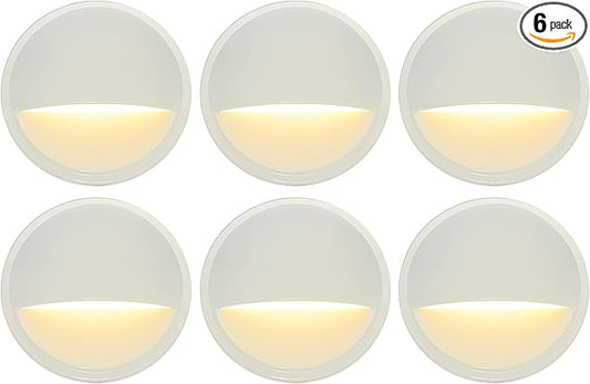 GKOLED Landscape Deck Light, Low Voltage 12V AC/DC Outdoor Patio Lighting, LED 2W Step Light, Die-Casting Aluminium with White Powder Appearance, 6 Pack