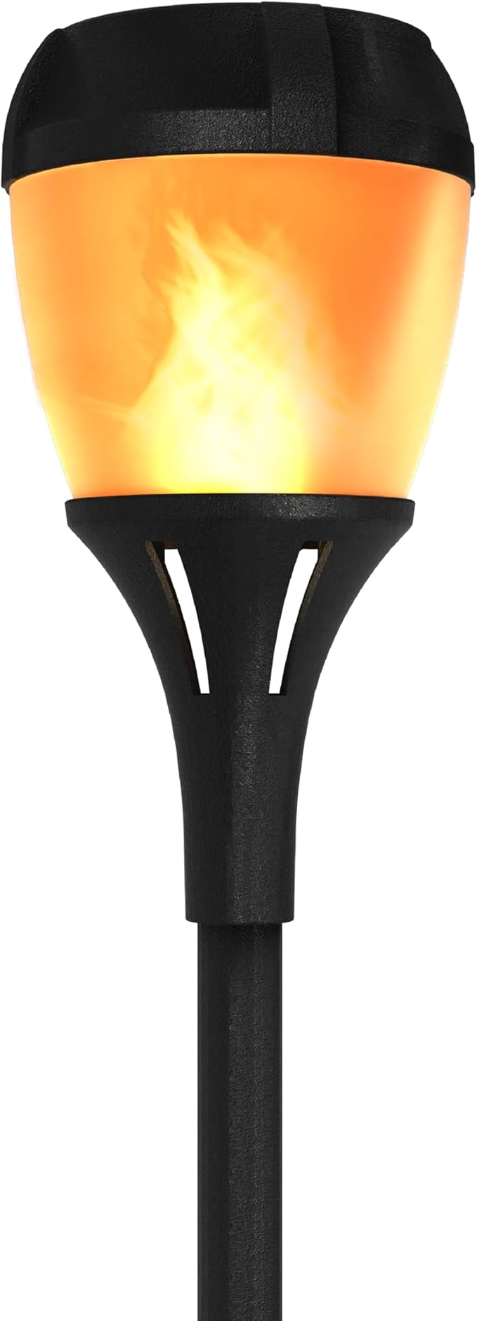 FoxFlame Solar Path Lights Outdoor WaterProof-Realistic Flickering LED Flame,IP65 Pathway Lights Solar Powered Warm Light for Garden and Walkways,Ground Stake Included for Easy Setup(2 Pack)