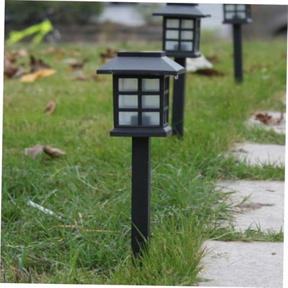 DOITOOL 5 Pcs Solar Garden Pathway Lights Outdoor Solar Powered Spike Landscape Lighting for Walkway Lawn Patio Driveway with Warm LED Glow Black