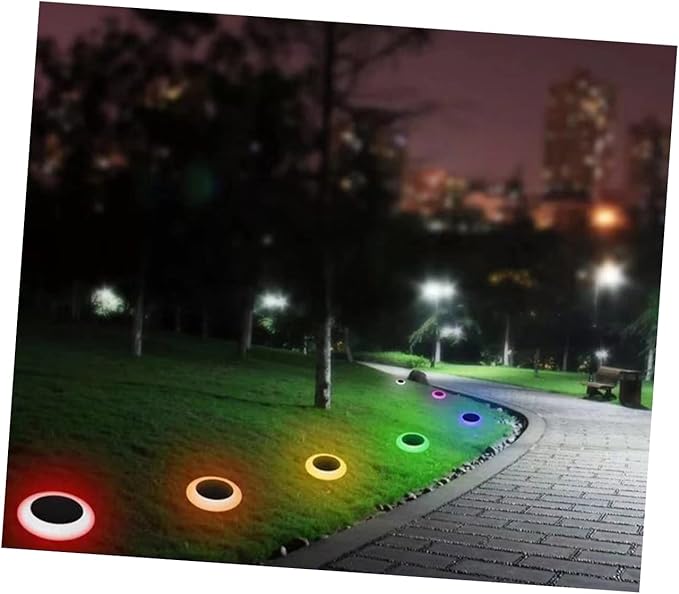 POPETPOP 2pcs RGB Solar Ground Plug Light Outdoor Landscape Garden Lights Solar-Powered Pathway Lamp