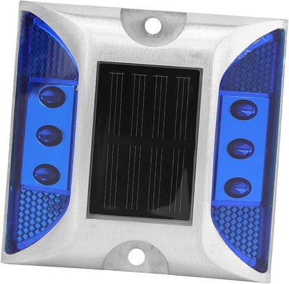 Walfront LED Ground Light Solar Deck Lights for Driveway Pathway Garden, Cast Aluminum Outdoor Light with 1000m Visibility Automatic OnOff for Sidewalk Yard (Blue)