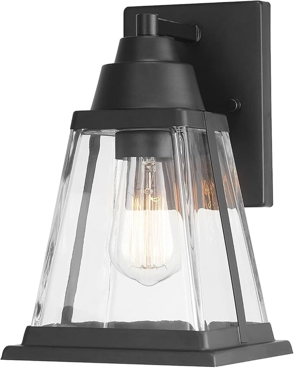 Globe Electric 44697 Merle 1-Light Outdoor Wall Sconce, Bronze, Clear Glass Shade, Brown, Bulb Not Included | Lumora