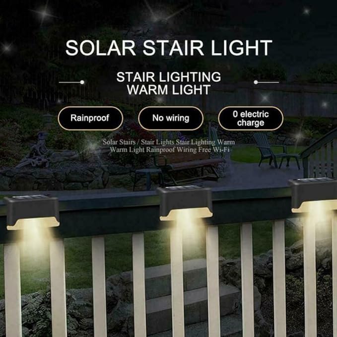 anso 4pcs LED Solar Deck Lights Waterproof Outdoor Gardens Pathway Lamps Fences Ladder Light (4pcs Black) | Lumora