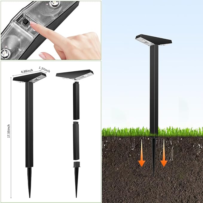 Solar Pathway Lights 6 Pack Outdoor, Waterproof Solar Garden Lights for Lawn, Patio, Walkway ，Auto On/Off, Warm White 3000K Decorative Landscape Lighting
