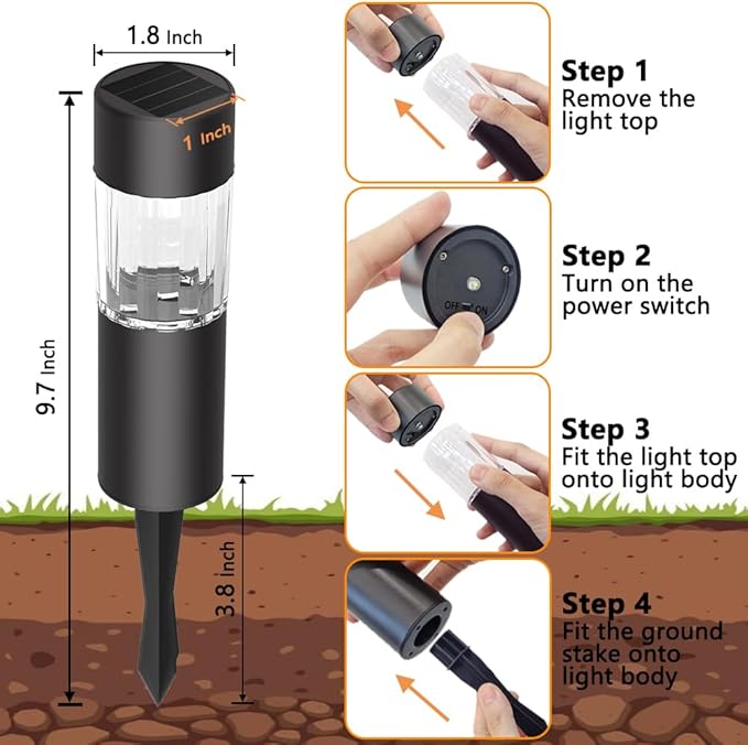 Owleye Solar Pathway Lights Outdoor Solar Powered Walkway Lighting Waterproof 10 Pack, 3000K, Dusk to Dawn, Built-in 200 mah Ni-MH Battery, Solar Path Lights for Garden Decor
