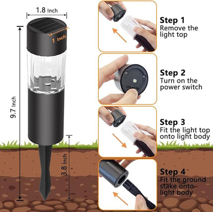 Owleye Solar Pathway Lights Outdoor Solar Powered Walkway Lighting Waterproof 10 Pack, 3000K, Dusk to Dawn, Built-in 200 mah Ni-MH Battery, Solar Path Lights for Garden Decor