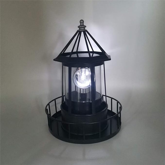 EKDJKK LED Solar Powered Lighthouse, 360 Degree Rotating Lamp Waterproof Light Decorative, Garden Smoke Towers, Statue Lights for Outdoor Garden Courtyard Decoration