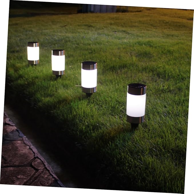 1Pc Solar Power Mini Landscape Lawn Lamp LED Garden Light for Walkway Patio Cylindrical Design Black Silver Outdoor | Lumora