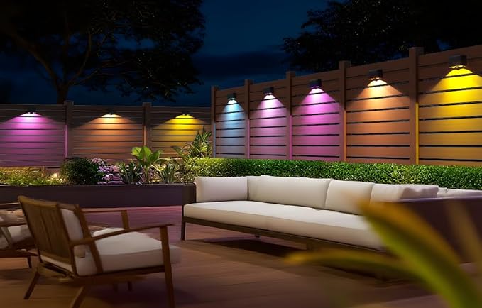 Outdoor Deck Lights 24 Packs, Smart RGBCW Fence Light, 100+ Scene Modes, Dual Lens LED String Lights with | Lumora