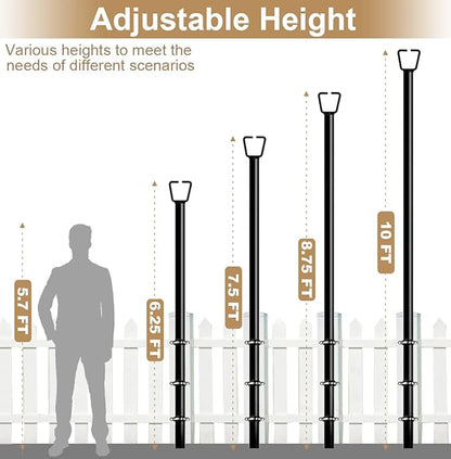 Queension 10FT Deck String Light Poles for Outdoor String Lights for Garden, Backyard, Patio Lighting Stand for Parties, Bistro & Weddings, 2 Pack