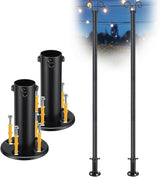 String Light Poles for Outside Deck 2 Pack 8FTHeavy Duty Metal Garden Outdoor Light Poles for Solar String Light | Lumora