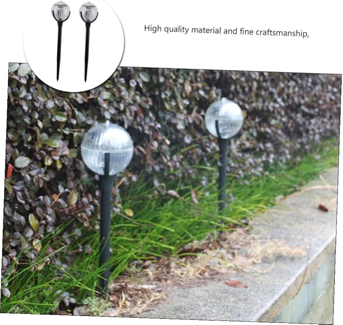 Toyvian 2pcs Solar Powered LED Lawn Lights Color Changing Outdoor Garden Pathway Lamps with Ground Stakes for Patio and Courtyard Decor