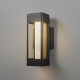 Globe Electric 11W LED Integrated Outdoor Wall Sconce, Matte Black, Horizontal Etched Glass, Downlight, Dimmable | Lumora