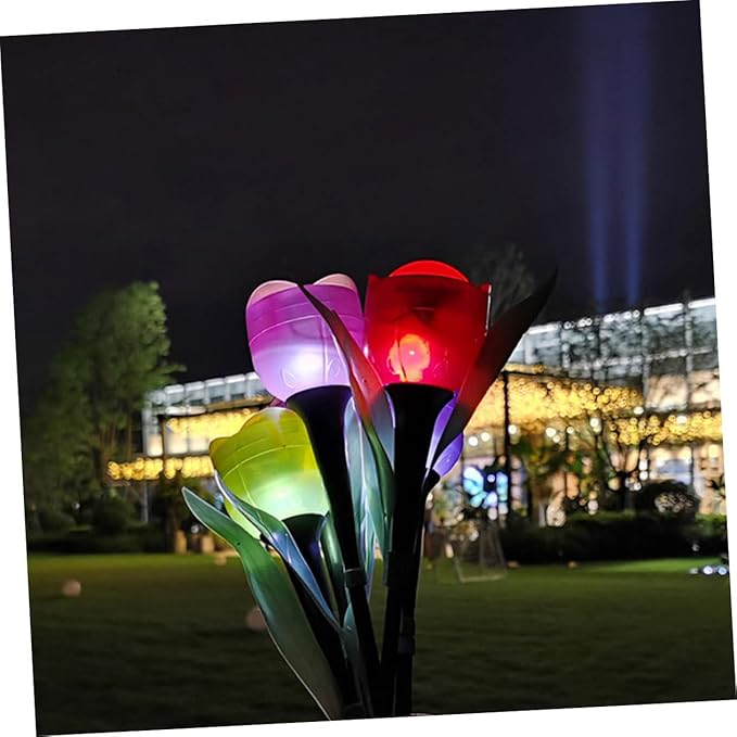 Milisten 5pcs Solar Power Tulip Lawn Stick Lamp Garden Ground Lamp Led Outdoor Solar Lights for Landscape Decorative Stake Lights