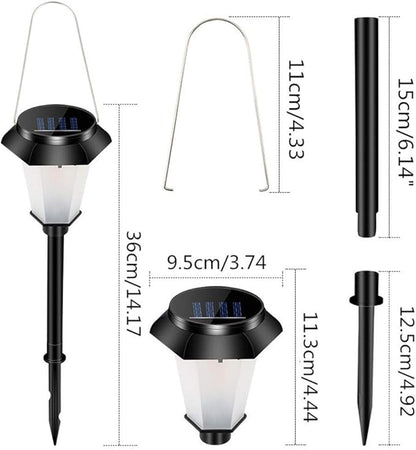 Ulalaza 2Pcs Solar Outdoor Lights 12 LED Flickering Flames Torch Light Waterproof Landscape Ligh Auto On/Off Path Lights