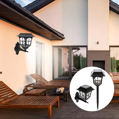 2pcs Solar Yard Lights Outdoor Waterproof Solar Lawn Lamps Warm White LED Garden Path Lighting for Patio Fence Wall Decor