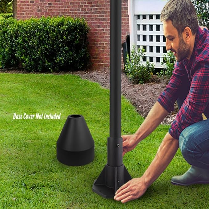 Solus SB-2405 Outdoor Surface Mount Lamp Post Base – Light or Heavy Duty Aluminum Base for 3" Poles - Black | Lumora