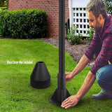 Solus SB-2405 Outdoor Surface Mount Lamp Post Base – Light or Heavy Duty Aluminum Base for 3" Poles - Black | Lumora
