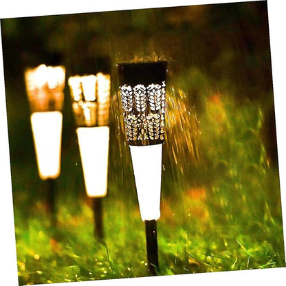 6pcs Solar Cone Cutout Ground Stake Lights for Garden Yard Decoration, Warm and Colorful Light, Waterproof Solar Pathway Lighting for Outdoor Courtyard and Lawn