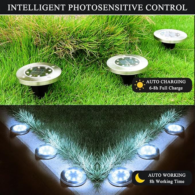 Solar Ground Lights Outdoor, IP65 Waterproof Landscape Lighting for Garden, Patio, Pathway, Lawn, Deck - 12 Pack, 6000K Cool White