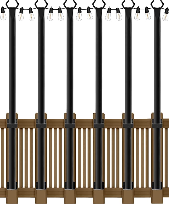 AILBTON 6 Pack 5Ft String Light Poles,Light Poles for Outside String Lights,Outdoor Light Poles with Fence | Lumora