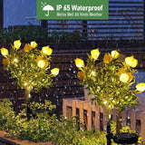 Solar Flower Lights Outdoor Realistic Tulip Gardenia Tree Lamps Wireless Design IP65 Waterproof Auto Day 6-8h/Night | Lumora