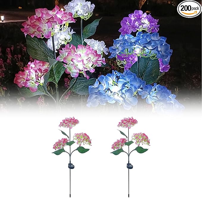 Solar Outdoor Lights, Hydrangea Garden Lights, Waterproof Garden Lawn Lamps, Inserted Flower LED Light for Yard | Lumora
