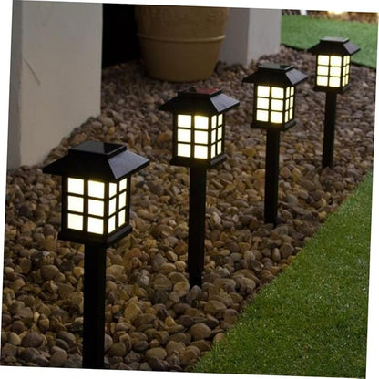 4 Pcs Solar Pathway Lights Warm Outdoor LED Garden Landscape Lighting for Walkway Lawn Patio Driveway Easy Installation Black