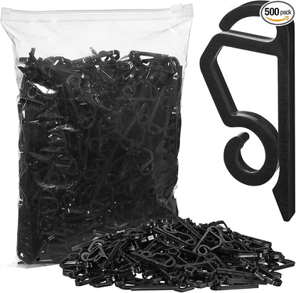 Marsui 500 Pieces Christmas Light Clips Outdoor Gutter Hooks Plastic Seasonal Weatherproof Clips Holiday Fence Hooks for Christmas Roof Tree Outside Hanging String Lights (Black)