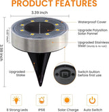Siatom Stainless Steel Solar Ground Lights 8 Pack, IP68 Waterproof Solar In-Ground Light for Outdoor, Flat | Lumora