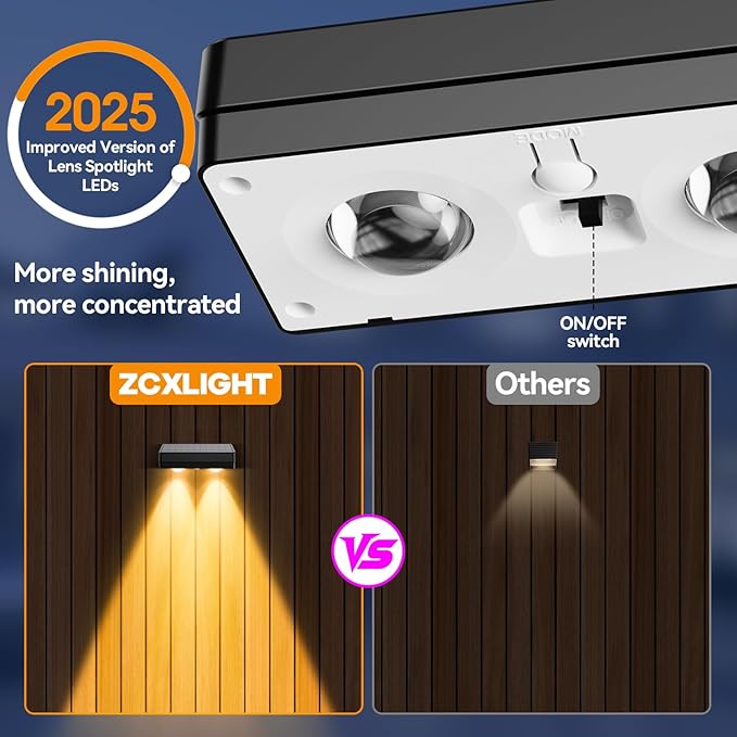Solar Fence Lights Outdoor,Fence Solar Lights Outdoor IP65 Waterproof Designed with 12 Modes RGB 10 Colors for Wall Step Pool Railing Patio Backyard Holiday Feature Decorations (12 Pack)