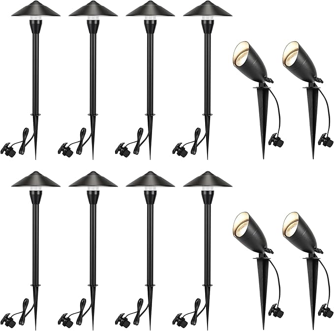 LUTEC 12V Low Voltage Landscape Lighting, Die-cast Aluminum Spot Lights with Connectors, Low Voltage Pathway Lights | Lumora