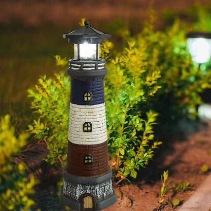 Garden Statues Solar Lights:Garden Statues Lighthouse with Solar Lights Outdoor Lanterns Decoration for Garden Yard