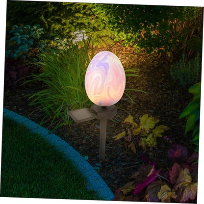 Kisangel Easter Solar Garden Stake Lights Led Egg Shape Outdoor Decorative Solar-Powered Pathway Lighting