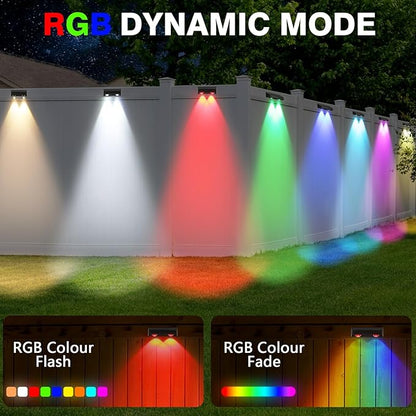 Solar Fence Lights 9-Color&11 Modes Solar Wall Lights Outdoor Waterproof RGB Solar Light Outdoor for Backyard,Step Railing,Pathway,Patio,Garden,Fence,Wall 8Pack
