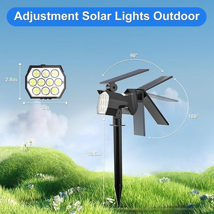 Solar Spot Lights Outdoor Waterproof IP67, 6 Pack - 50 LED Adjustable Solar Powered Landscape Spotlight with 3 Lighting Modes, Stake Light for Outside Yard Lawn Pathway Tree (Cool White)