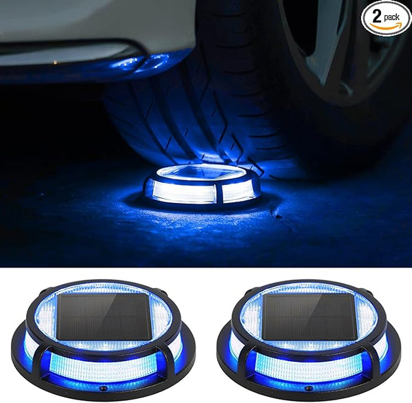 LUTEC 2 Pack Solar Deck Lights Driveway Dock 12 LEDs Light Solar Powered Outdoor Waterproof Road Markers for Step | Lumora