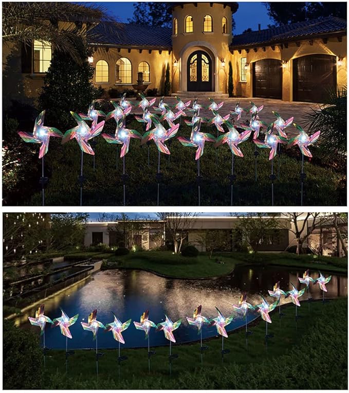 Ulalaza 2PCS Garden Solar Lights Multi-Color Changing 4 LED Flower Stake Light Decorative Landscape Lawn Yard Outdoor Lights Length 72mm/3inch