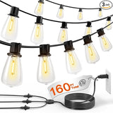 addlon 150FT (3x50FT) Outdoor String Lights, 48 Shatterproof ST38 Bulbs, Commercial Grade Patio Lights, Vintage | Lumora