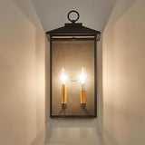 18 Inch Wall Light in Clear Glass and Textured Black and Golden Candle Cap Sleeve,Outdoor Lighting Wall | Lumora