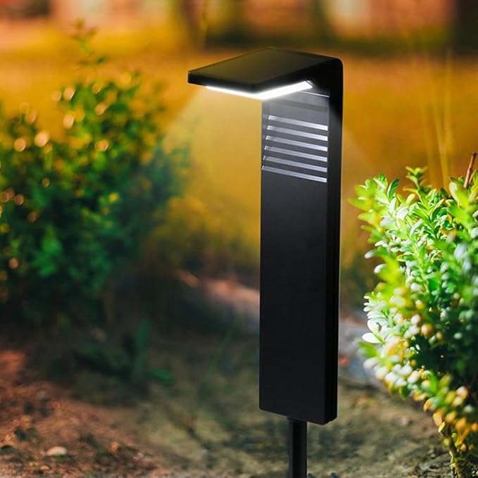 Asixxsix Solar Garden Lights, Outdoor Solar Pathway Lights with Battery Operated, 2 Color Temperatures Adjustable Brightness Levels, Solar Outdoor Lights for Garden, Landscape,