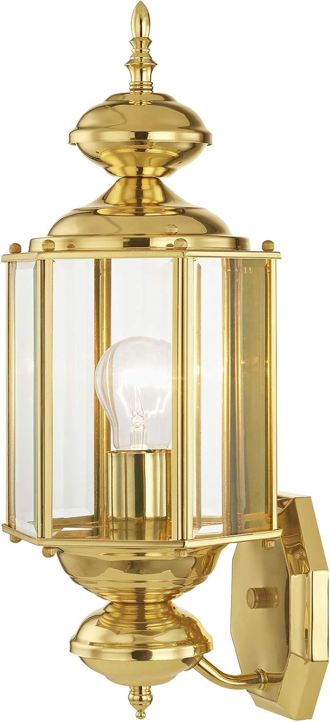 Livex Lighting 2006-02 Basics 1 Light PB Outdoor Wall Lantern, Polished Brass | Lumora
