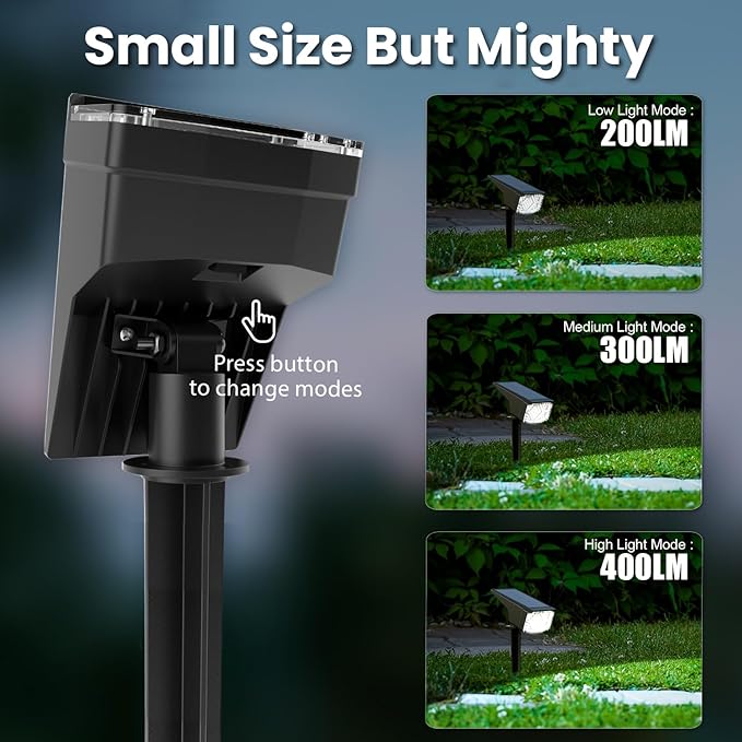 SOLPEX Solar Lights Outdoor Waterproof IP65, Landscape Spotlights Outdoor, Compact Design Spot Lights, Solar Powered Flood Lights for Garden Yard House Pathway Tree Outside, 12 Pack, Cool White