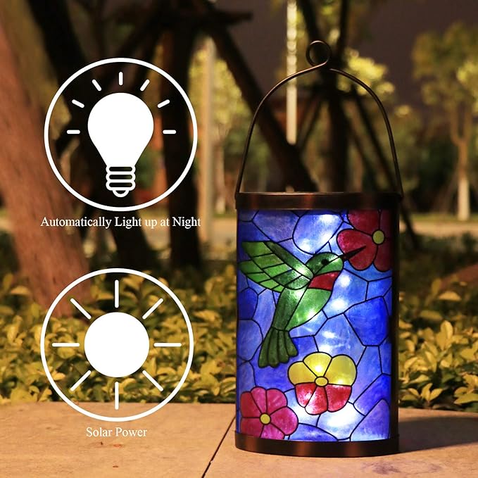 Hanging Solar Lantern Outdoor Decorative Waterproof LED Solar Hummingbird Lights Tabletop Lamp for Outdoor Patio | Lumora